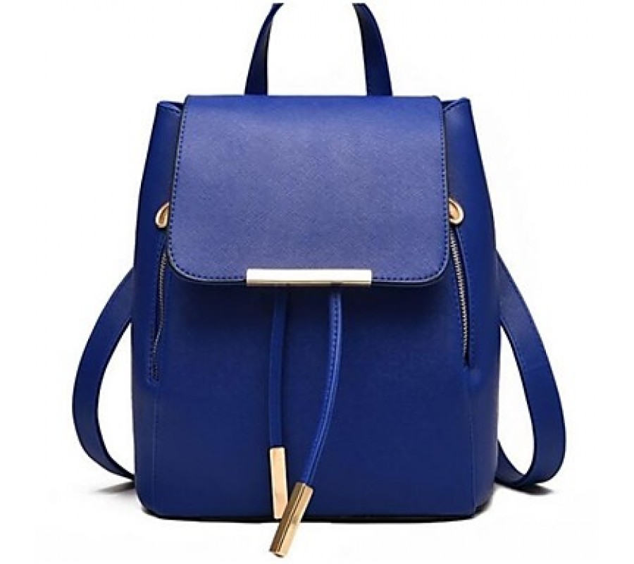 Women PU Shopper Shoulder Bag - Beige / Blue / Black